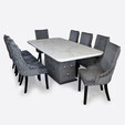 2.0M Rectangle Marble Dining Set 1+8 MT-916-GG + DC3139 